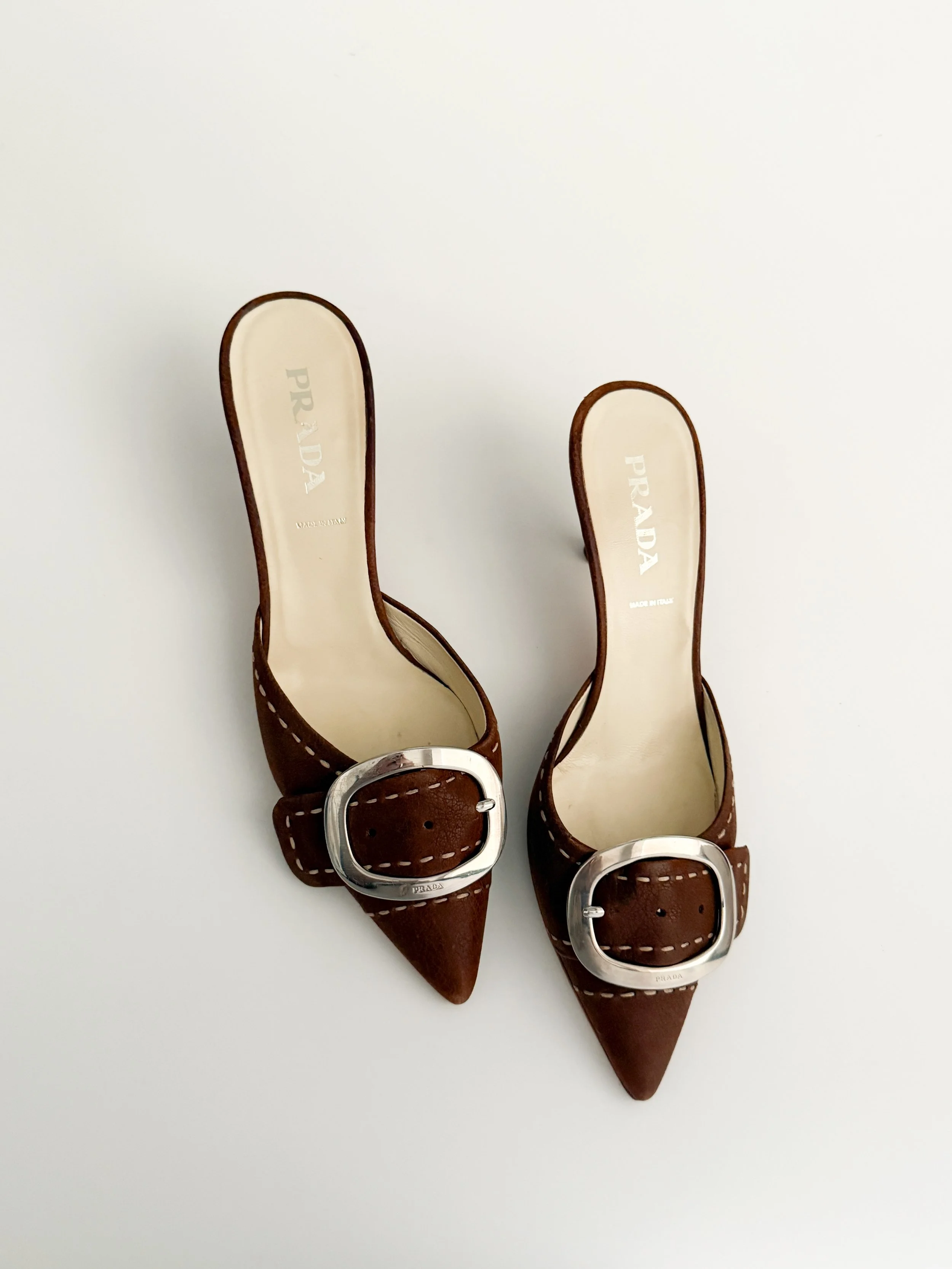 Christian Dior by John Galliano 2000's Denim Logo Mule Heels (IT